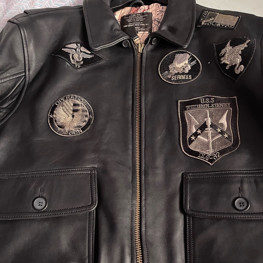 Top Gun U.S Army Navy Leather Jacket